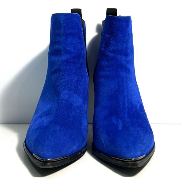 Acne Studios Bright Blue Suede Jensen Pointed Toe Ankle Chelsea Boot Sz 8 - Picture 2 of 7